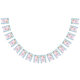 Bandeirinha Chá de fraldas Rosa/Tartaruga Bebê, Faixa Swallowt