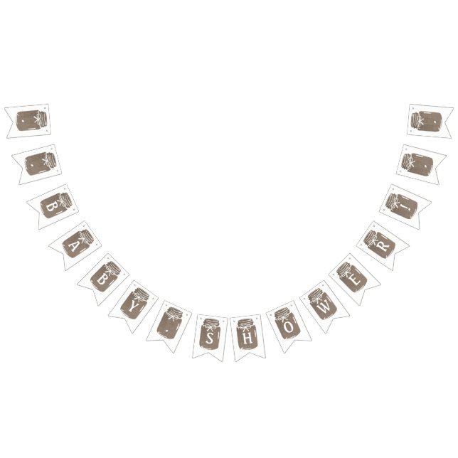 Bandeirinha Chá de fraldas Rustic Burlap Mason Jar (Todos)