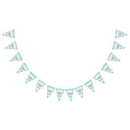 Bandeirinha Chá de fraldas Tropical Flamingo Blue Stripe