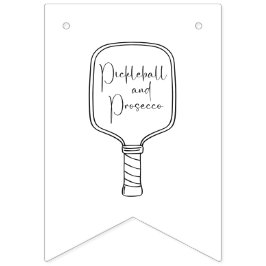 Bandeirinha Chá de Noiva de Pickleball & Prosecco com Rótulo M