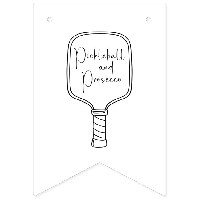 Bandeirinha Chá de Noiva de Pickleball & Prosecco com Rótulo M (Oitava Bandeira)
