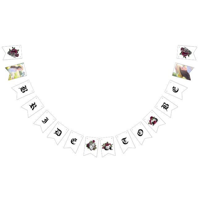 Bandeirinha Chá de Noiva Gótico Floral Borgonha Caprichoso (Todos)