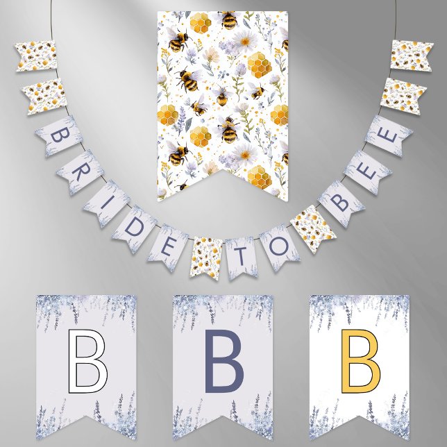 Bandeirinha Chá de Noiva Noiva Abelhas Mel Abelhas Lavanda (Criador carregado)