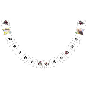 Bandeirinha Chá de panela Gótico Floral Burgundy Whimsical