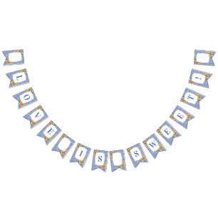 Bandeirinha Chá de panela Impressão Branco Azul Laranja Citrus