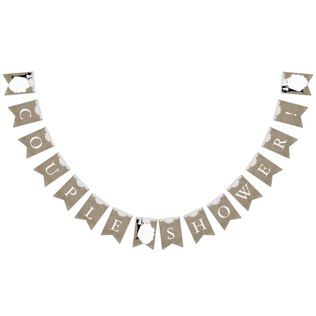 Bandeirinha Chá do casal em Burlap e White Lace (Todos)