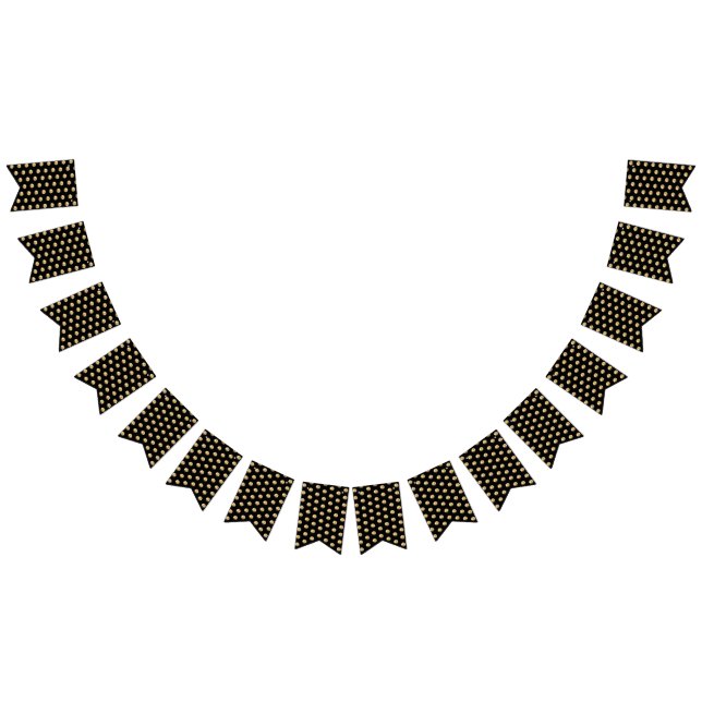 Bandeirinha Chic de Padrão de Bolinhas Elegante Preto e Dourad (Todos)