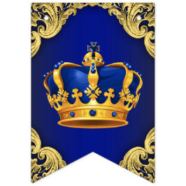 Bandeirinha Chuva de Bebê Príncipe Azul Real Dourado