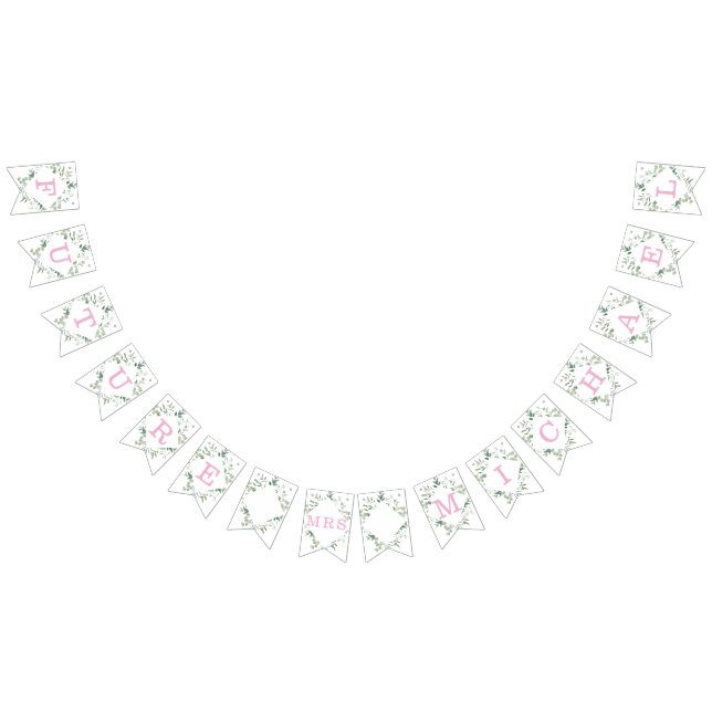 Bandeirinha Chuva de Noiva Personalizada com Eucalipto (Todos)