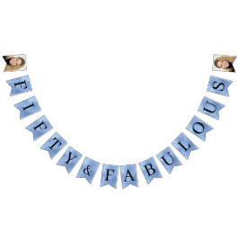 Bandeirinha Cinquenta & Fabuloso Azul Empoeirado Script 50º An