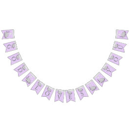 Bandeirinha Cinzas brancas roxas 🐘 Elefante Bebê - Batismo