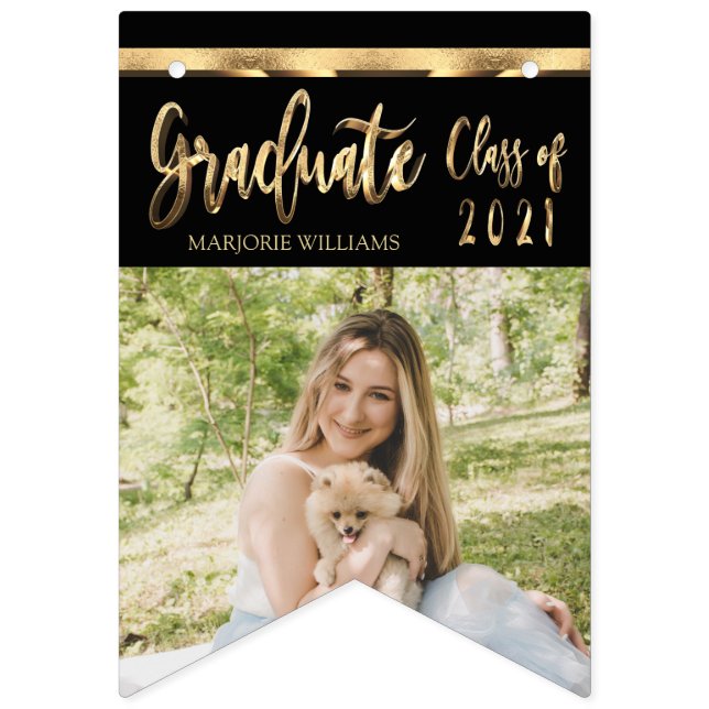 Bandeirinha Classe de Script Preto e Dourado da Graduação 2021 (Segunda Bandeira)