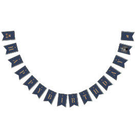 Bandeirinha Classic Navy Plaid Teddy Bear Girl Happy Birthday 