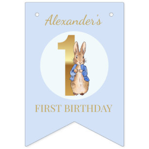 Bandeirinha Coelho Bunny clássico Primeiro Aniversário