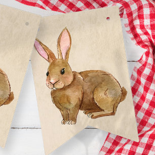 Bandeirinha Coelho Coelho da Páscoa de Aquarela.