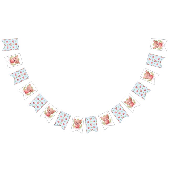 Bandeirinha Coleção de Coração Urso - Azul (Todos)