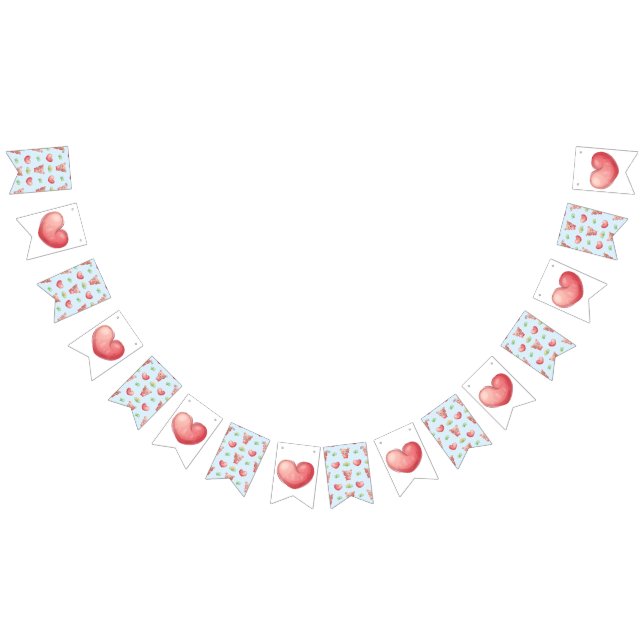 Bandeirinha Coleção de Coração Urso - Azul (Todos)