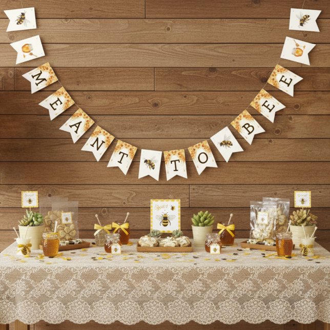 Bandeirinha Colmeia de Mel Meant to Bee Festa de Despedida de  (Meant to Bee Honeycomb Honey Drip Bridal Shower Bunting Flags
)