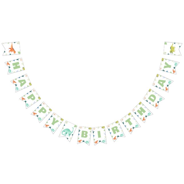 Bandeirinha Colorful Dinosaur Birthday Bunting Dino Party (Todos)