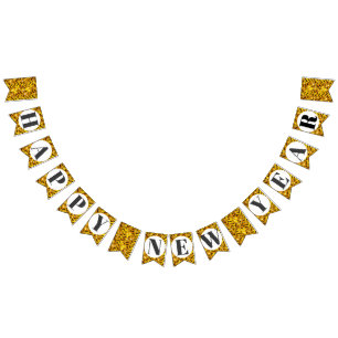 Bandeirinha Comemoração elegante de ouro de novo ano