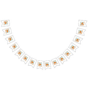 Bandeirinha comida kawaii- queijo giro, laranja, turquesa