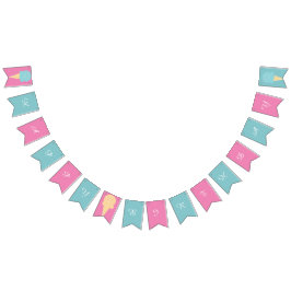 Bandeirinha Cones De Sorvete Rosa Azul Feliz Aniversário
