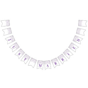 Bandeirinha Confetti de Prata Roxo da Banner do recem casados