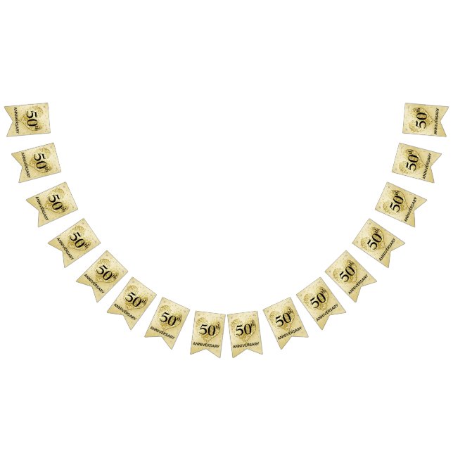 Bandeirinha Confetti Dourado - 50ª faixa de aniversário de cas (Todos)