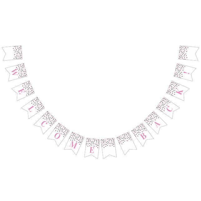 Bandeirinha Confetti Preto Rosa-Rosa-Banner de Boas-vindas (Todos)