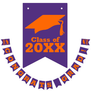 Bandeirinha Congratulations Grad Orange on Purple