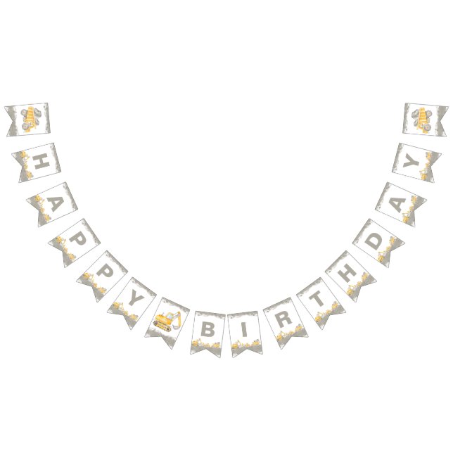 Bandeirinha Construction Truck Birthday Happy Birthday (Todos)