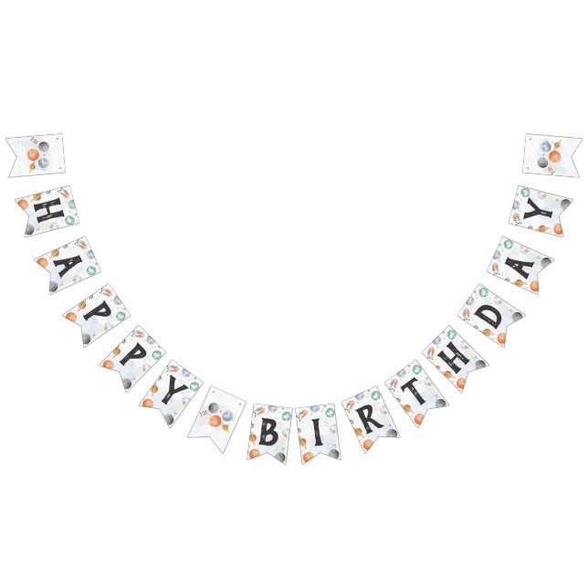 Bandeirinha Convite Para Aniversário Do Espaço Exterior, Galáx (Todos)