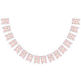 Bandeirinha Cor-de-água rosa-branca com ursinho e coração