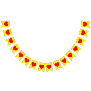 Bandeirinha Coração Vermelho Amarelo