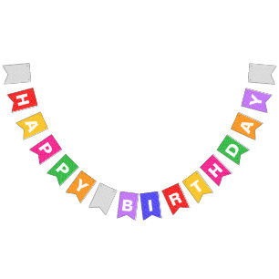 Bandeirinha Corações Multicoloridos de Arco-íris Feliz Anivers
