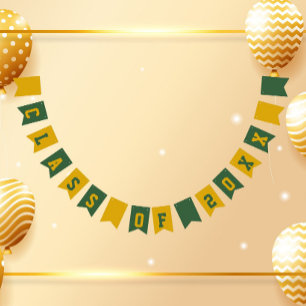 Bandeirinha Cores Escolares Verde e Dourado Ano de Turma
