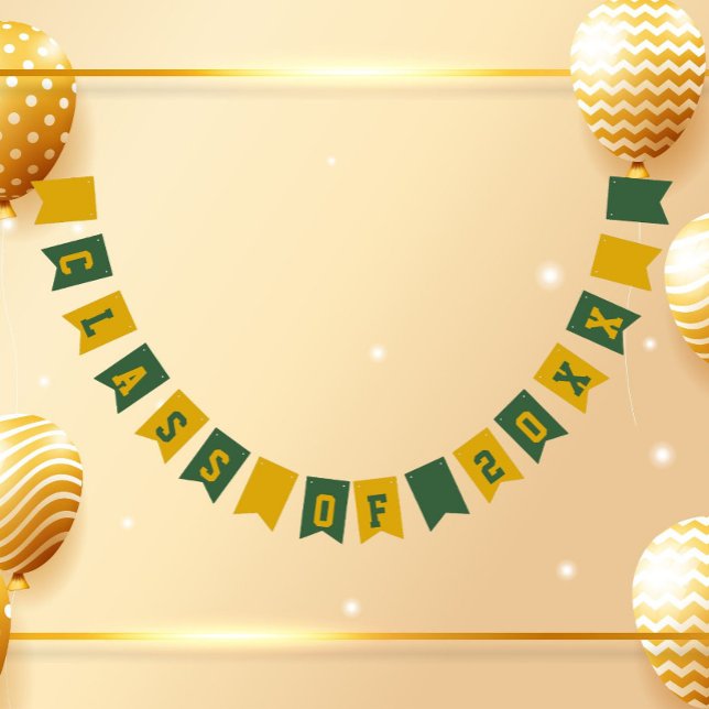 Bandeirinha Cores Escolares Verde e Dourado Ano de Turma (In Situ)