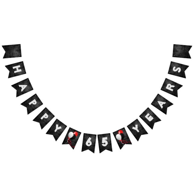 Bandeirinha couro preto e balões para a 65ª festa de aniversár (Todos)