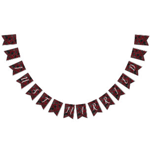 Bandeirinha Couro Rosa Gótico Vermelho e Negro