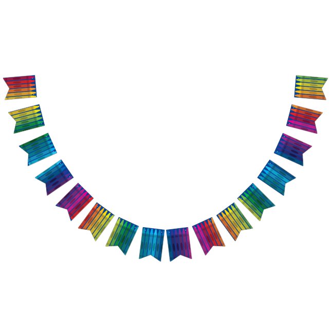 Bandeirinha Crayons, Aniversário de criança Party Art, Colorid (Todos)