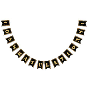 Bandeirinha Crescente Festa de noivado preto e Dourado moderno