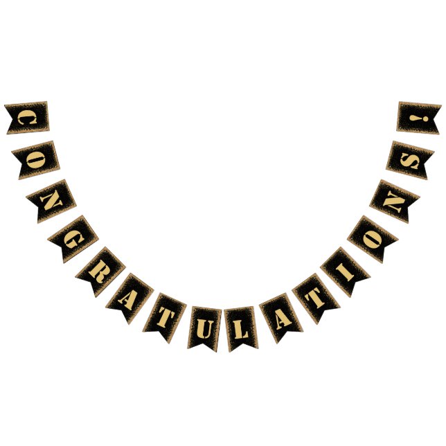 Bandeirinha Crescente Festa de noivado preto e Dourado moderno (Todos)