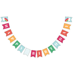 Bandeirinha Crianças Arco-íris Feliz Aniversário