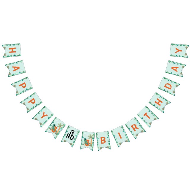 Bandeirinha Cute Dino Themed Festa de aniversário de criança (Todos)