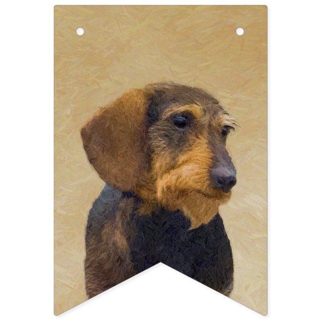 Bandeirinha Dachshund (Wirehaired) Pintura Original para Cacho (Primeira Bandeira)