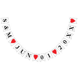 BANDEIRINHA DATA DE CASAMENTO PERSONALIZADA E INICIAIS DE BRID