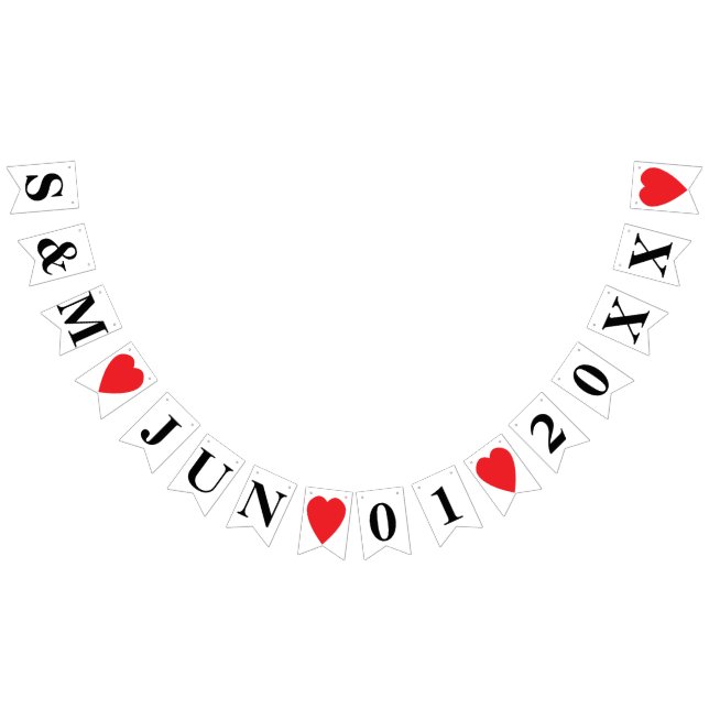 BANDEIRINHA DATA DE CASAMENTO PERSONALIZADA E INICIAIS DE BRID (Todos)