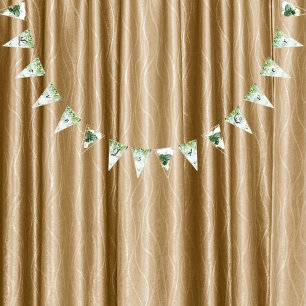Bandeirinha Decoração de Casamento Tropical Verde Aquarela Mon