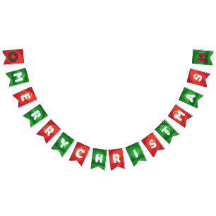 Bandeirinha Decoração de Natal Vermelha e Verde