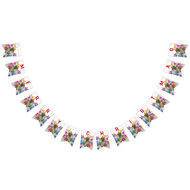 Bandeirinha Desenho do Cartoon do Festa Gnomo Feliz de Natal - (Todos)